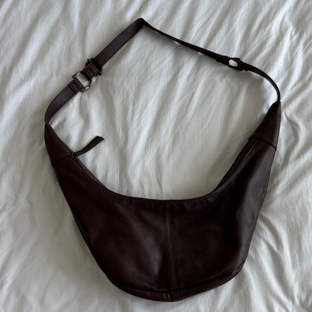 FREE PEOPLE Dark Brown Leather Shoulder Bag NWOT